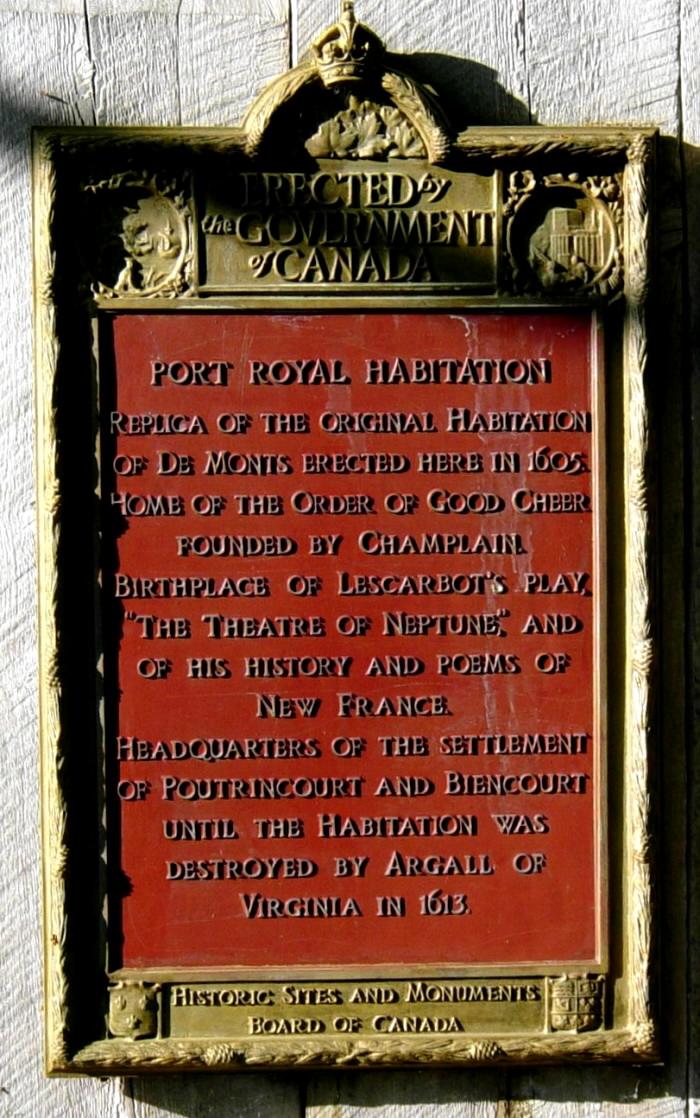Plaque at the Port Royal Habitation 1605-1613 historic site