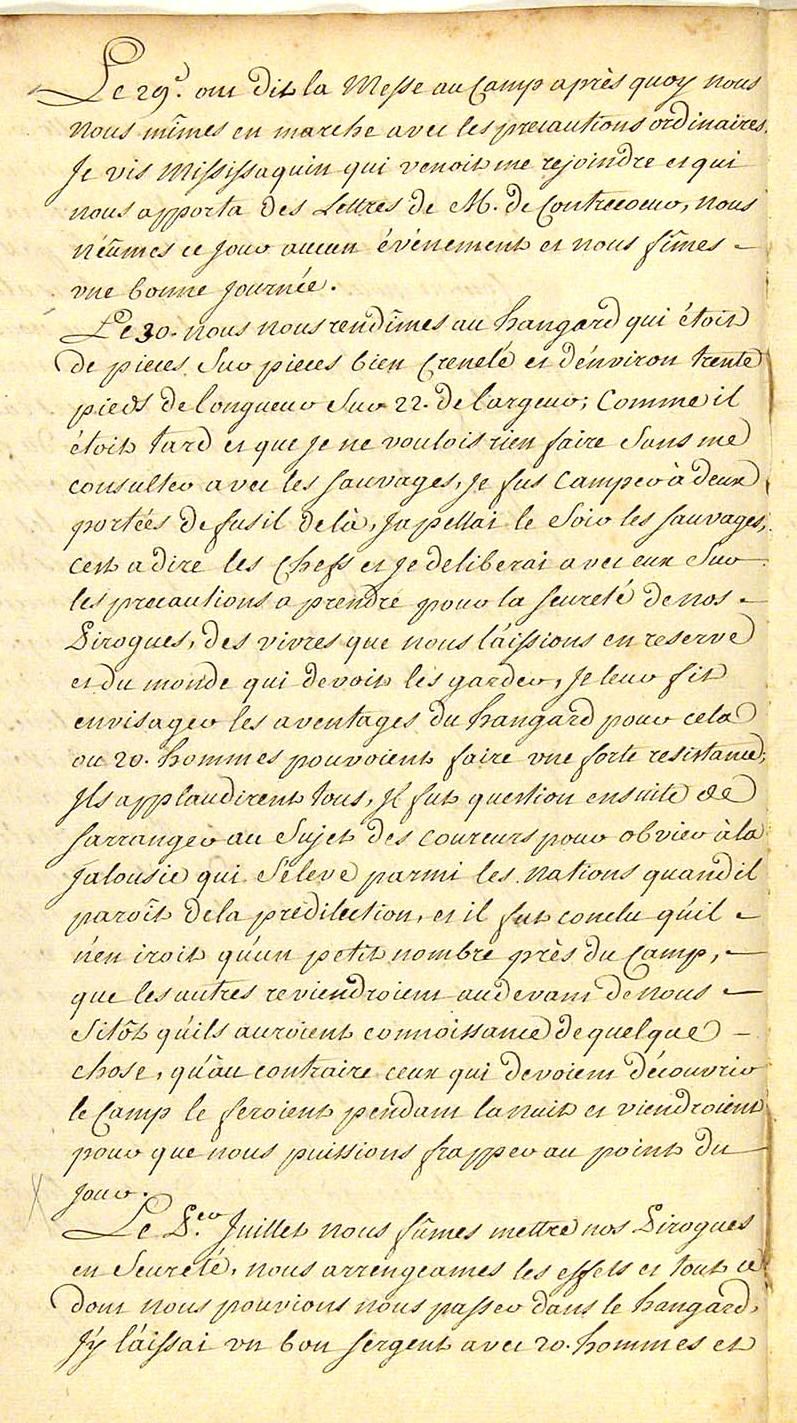 Seven Years War: Louis Coulon de Villiers, Journal 1754, page 55b, 1754