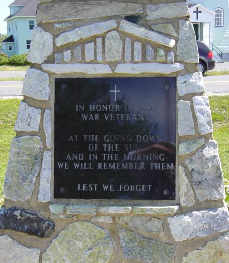 New Victoria, Nova Scotia: war memorial monument