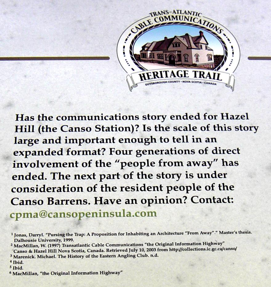 Hazel Hill: Commercial Cable Trans Atlantic Park, east interpretative panel