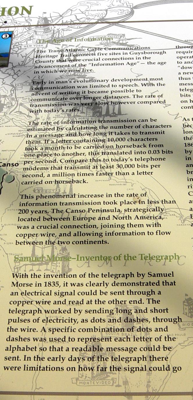 Hazel Hill: Commercial Cable Trans Atlantic Park, west interpretative panel