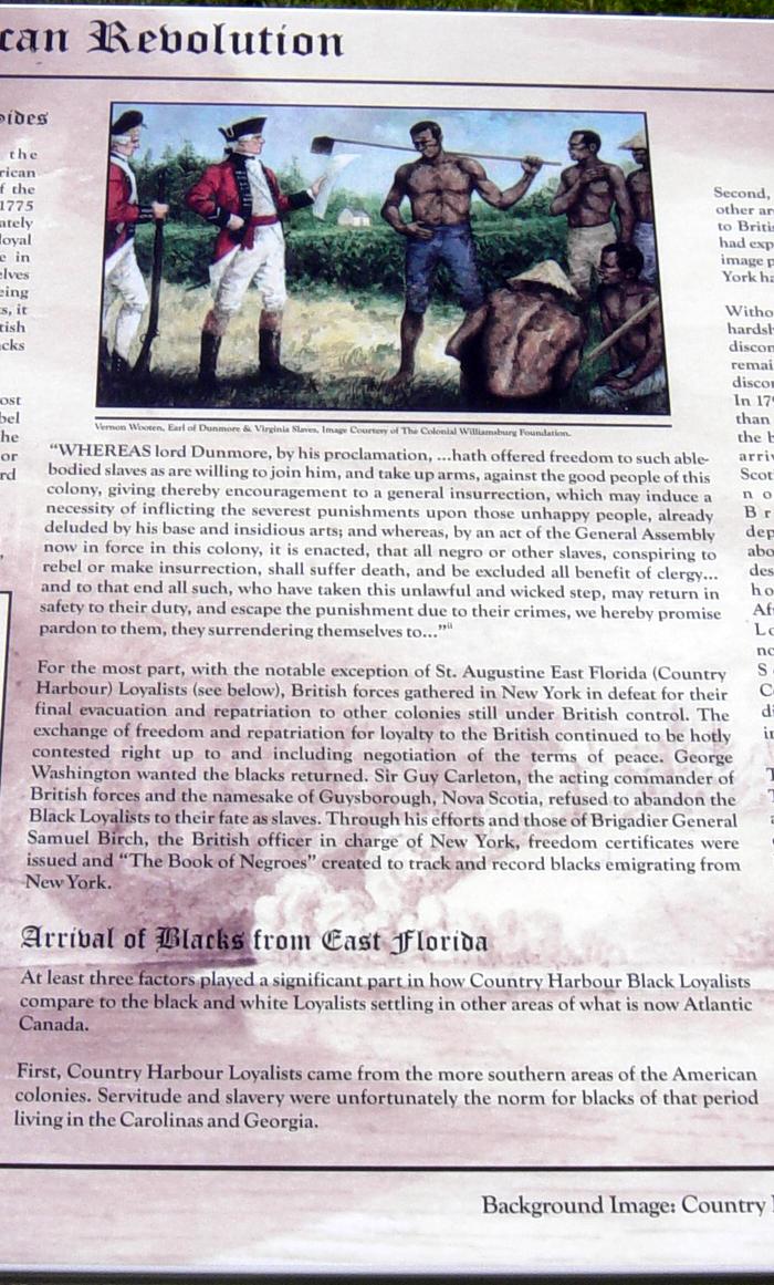 Country Harbour: Loyalist Trail waterside site, north interpretative panel