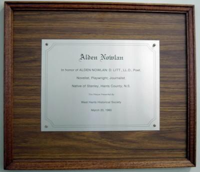Windsor: Alden Nowlan plaque