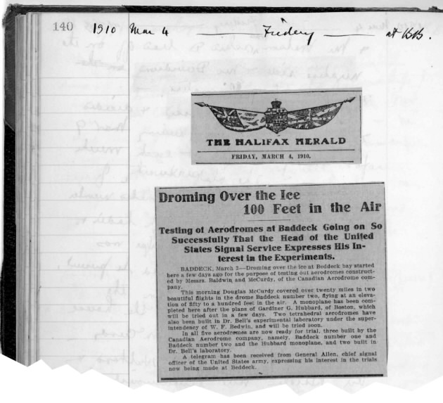 March 4th, 1910: Dr. Bell's notebook, page 140