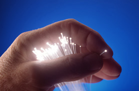 Hand holding optic fibres