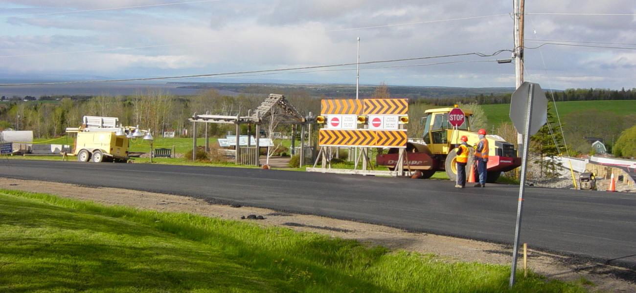 Nova Scotia, Avonport: Veterans Memorial in the midst of construction, twinning Highway 101