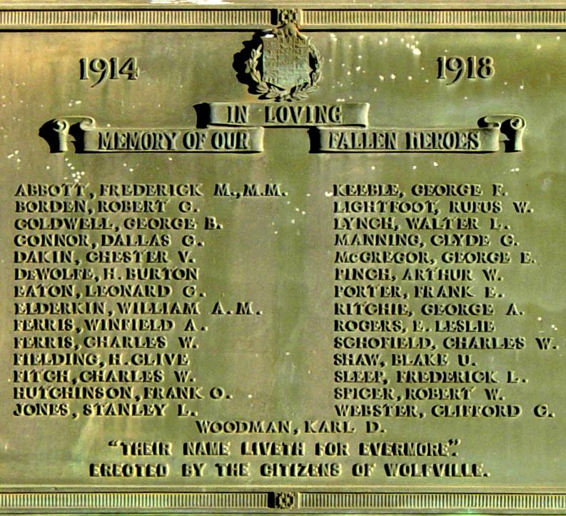 War memorial monument, Wolfville