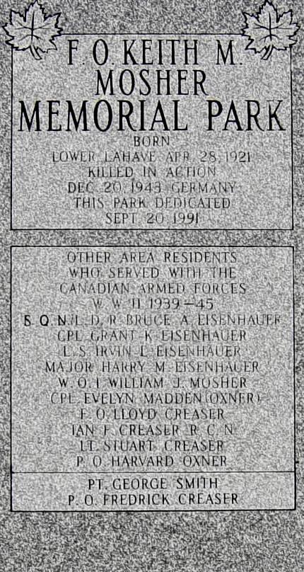 Mosher memorial monument, Lower LaHave