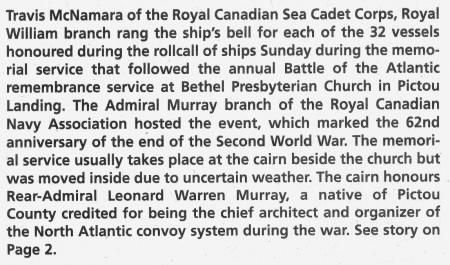 page 1, Pictou Advocate, 9 May 2007