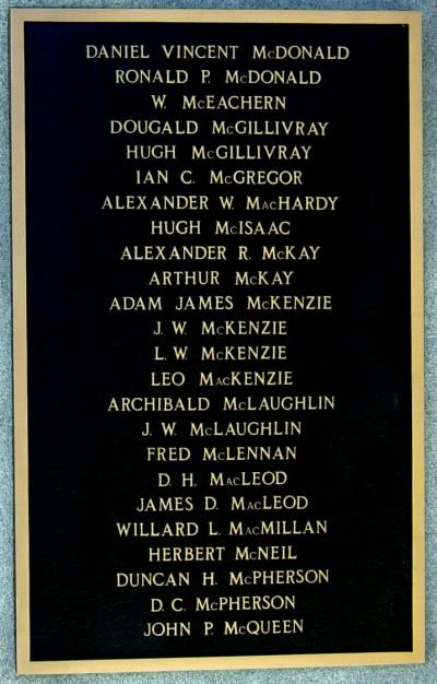 New Glasgow: WW1 war memorial, north face