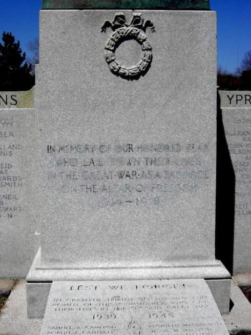 Westville: war memorial front, center panel
