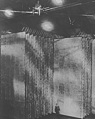 Marconi transmitter condenser at Clifden, under construction