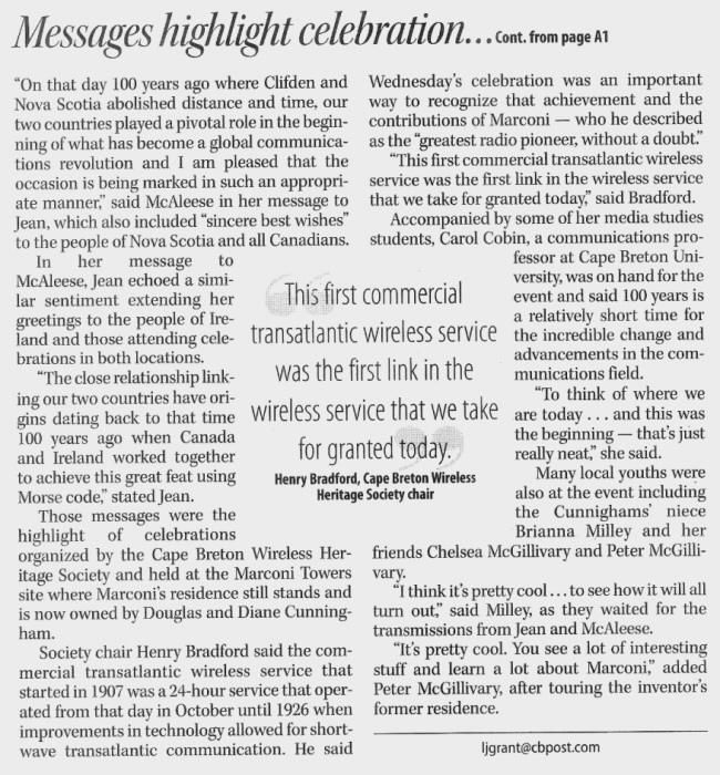 Marconi Transatlantic Wireless Telegraph, 18 Oct 2007