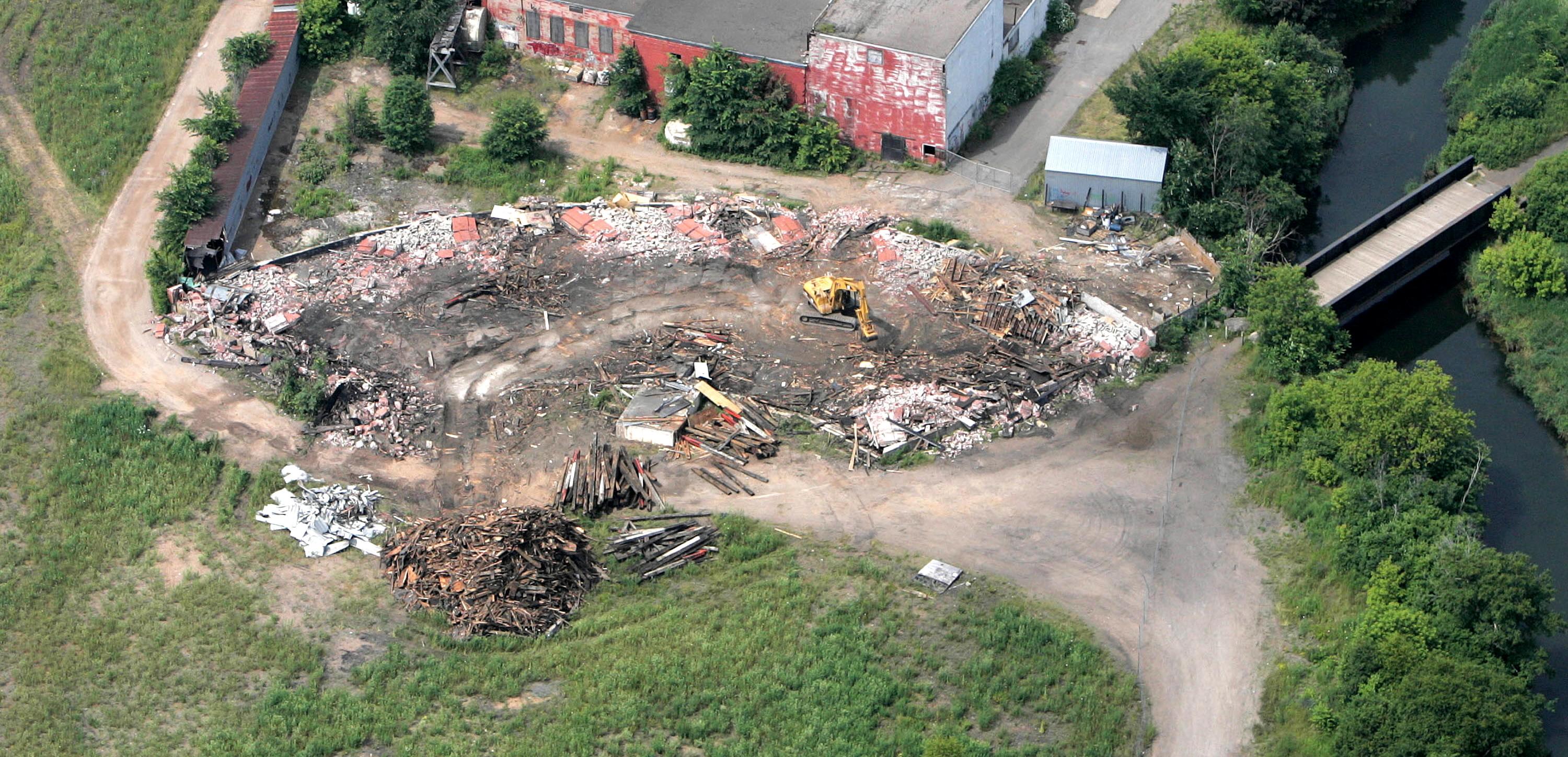 Aerial view: Remains of the Railway Roundhouse at Kentville, Nova Scotia