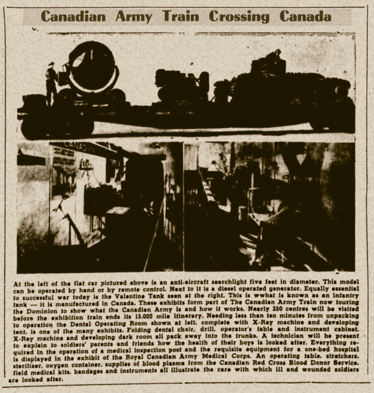 Clipping: Army Train, The Drummondville Spokesman, Drummondville, Quebec - 18 Feb. 1942