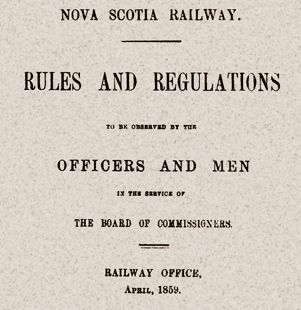 Nova Scotia Railway Rule Book 1859