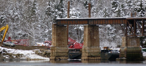 Dominion Atlantic Railway: Sissiboo River Bridge, Weymouth, Digby County, Nova Scotia, 31 Jan 2012