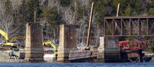 Dominion Atlantic Railway: Sissiboo River Bridge, Weymouth, Digby County, Nova Scotia, 03 Feb 2012