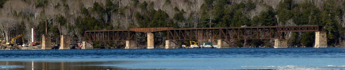 Dominion Atlantic Railway: Sissiboo River Bridge, Weymouth, Digby County, Nova Scotia, 08 Feb 2012