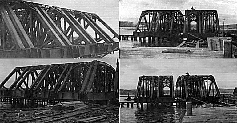 Nova Scotia, Cape Breton: Grand Narrows Bridge replacement of the trusses, circa 1916