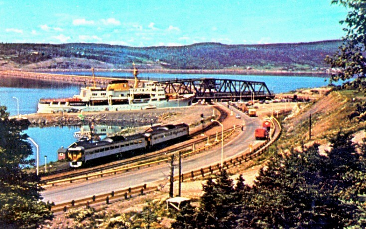 Nova Scotia: Inverness Railway, crossing highway 4, c1960