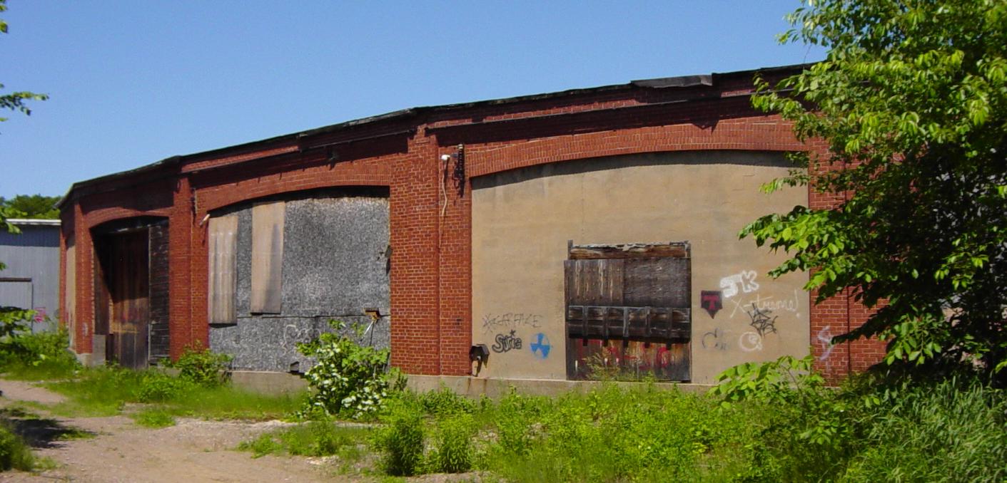 Nova Scotia: Back (west) wall, Dominion Atlantic Railway roundhouse at Kentville