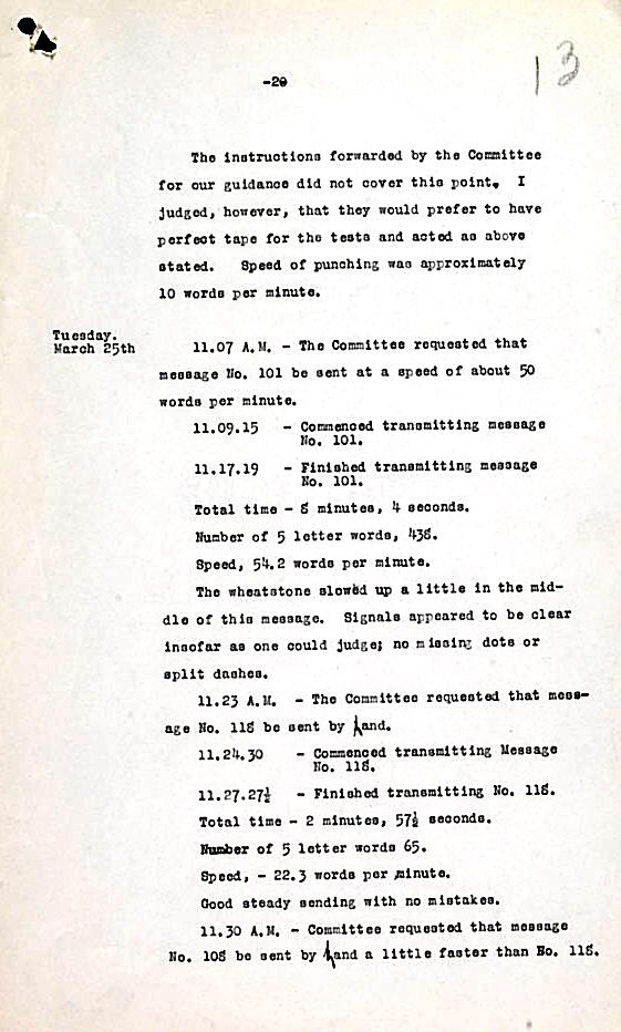 March 1913 Test Report page 2: Marconi Transatlantic Wireless Telegraph Service